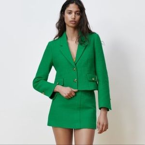 Zara green matching suit skirt set